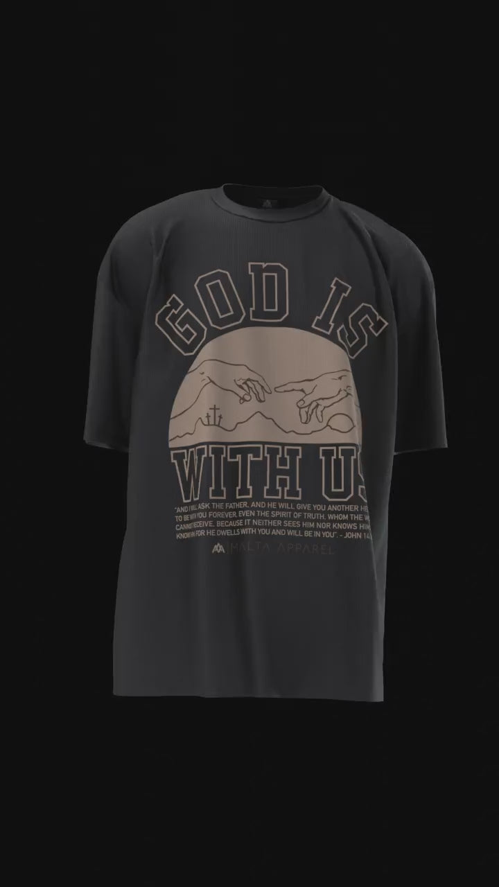 ‘God Is With Us’ Garment-Dyed Tee - Black