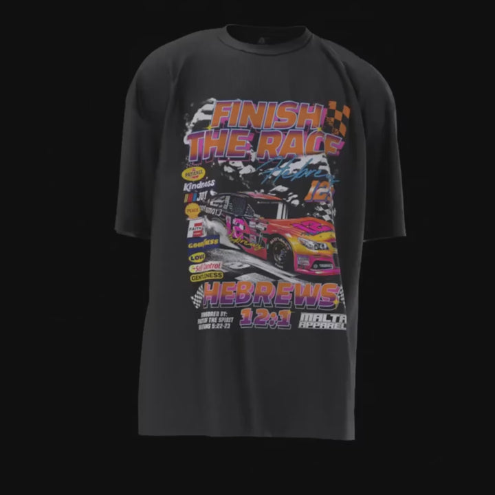 “Finish The Race” Garment Dyed Tee - Black