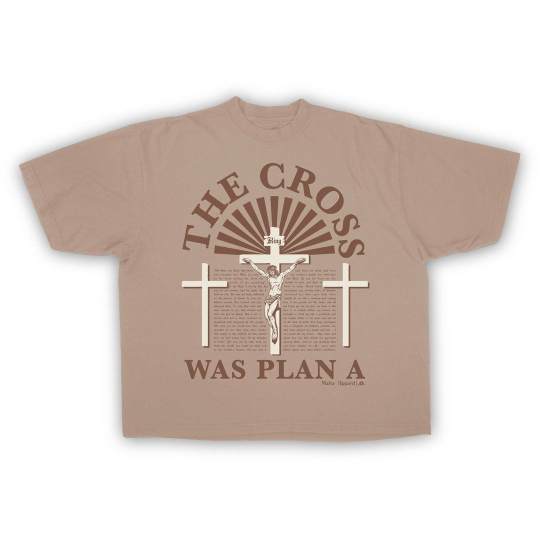 ‘The Cross Was Plan A’ Drop Shoulder - Oatmeal (Super Oversized) - Malta Apparel