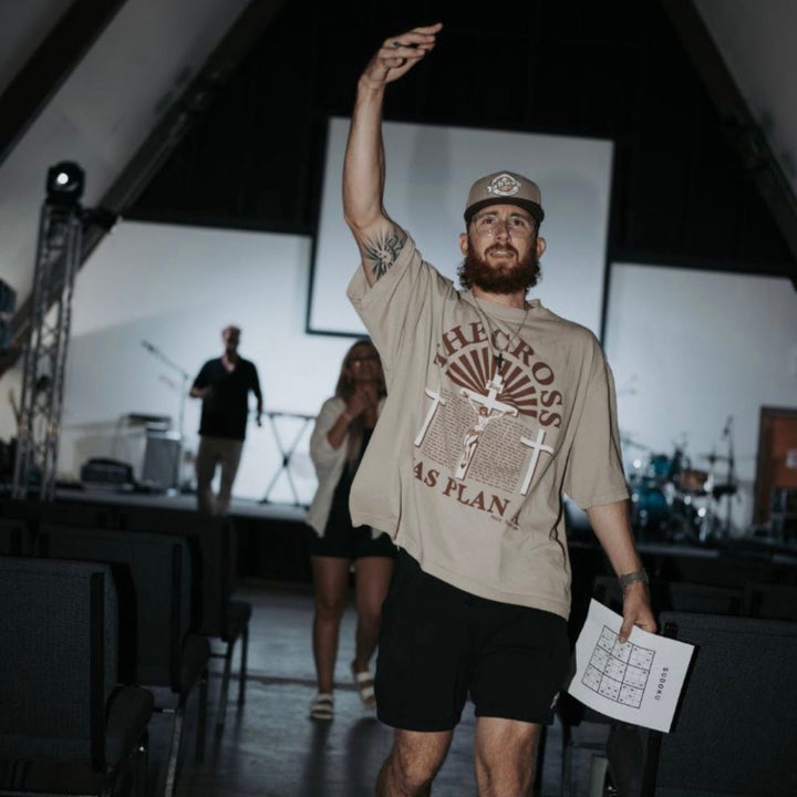 ‘The Cross Was Plan A’ Drop Shoulder - Oatmeal (Super Oversized) - Malta Apparel