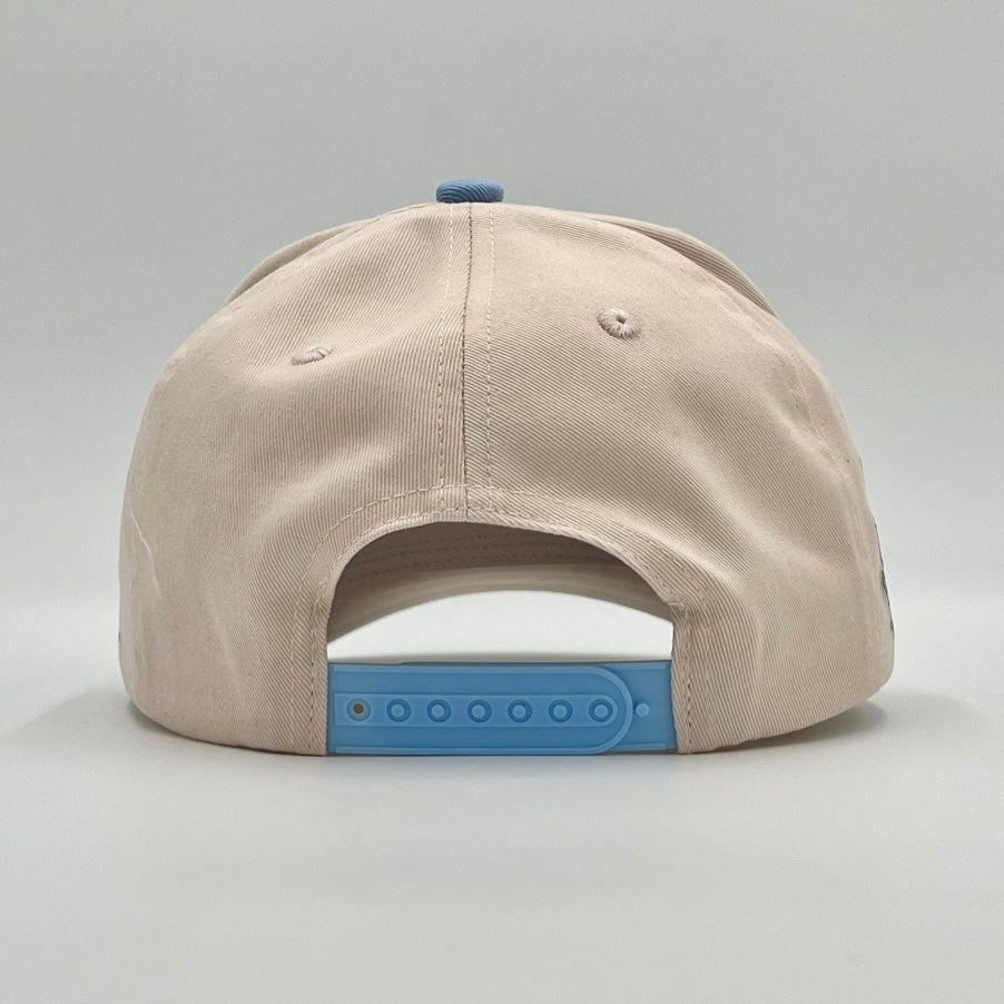 ‘YHWH’ Structured SnapBack - Cream/Baby Blue - Malta Apparel