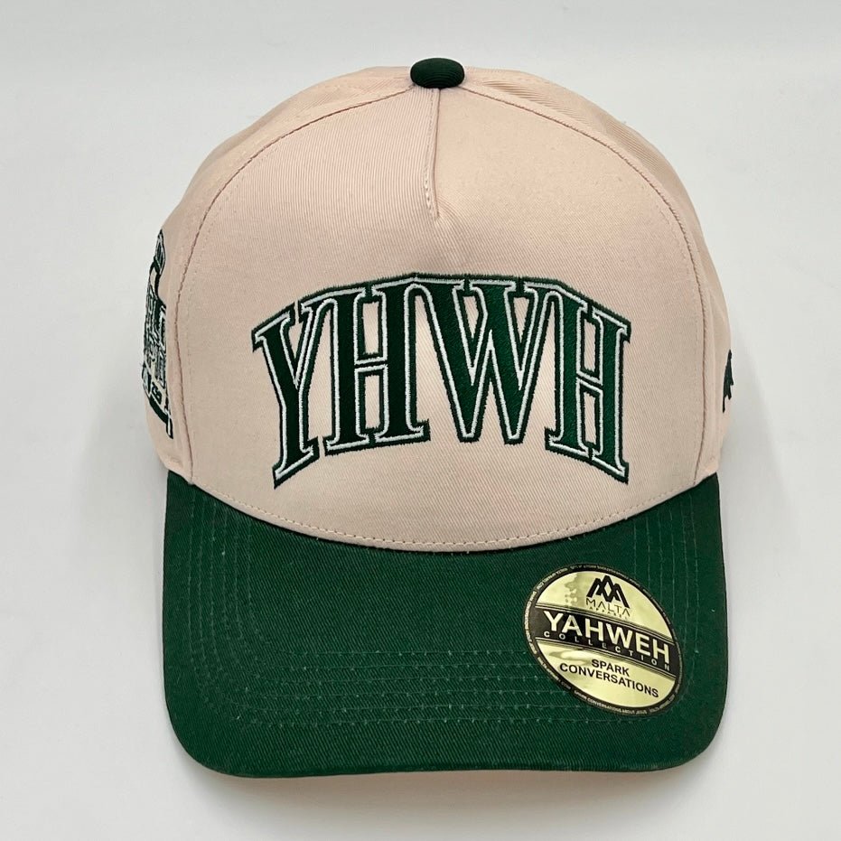 ‘YHWH’ Structured SnapBack - Cream/Billiard Green - Malta Apparel