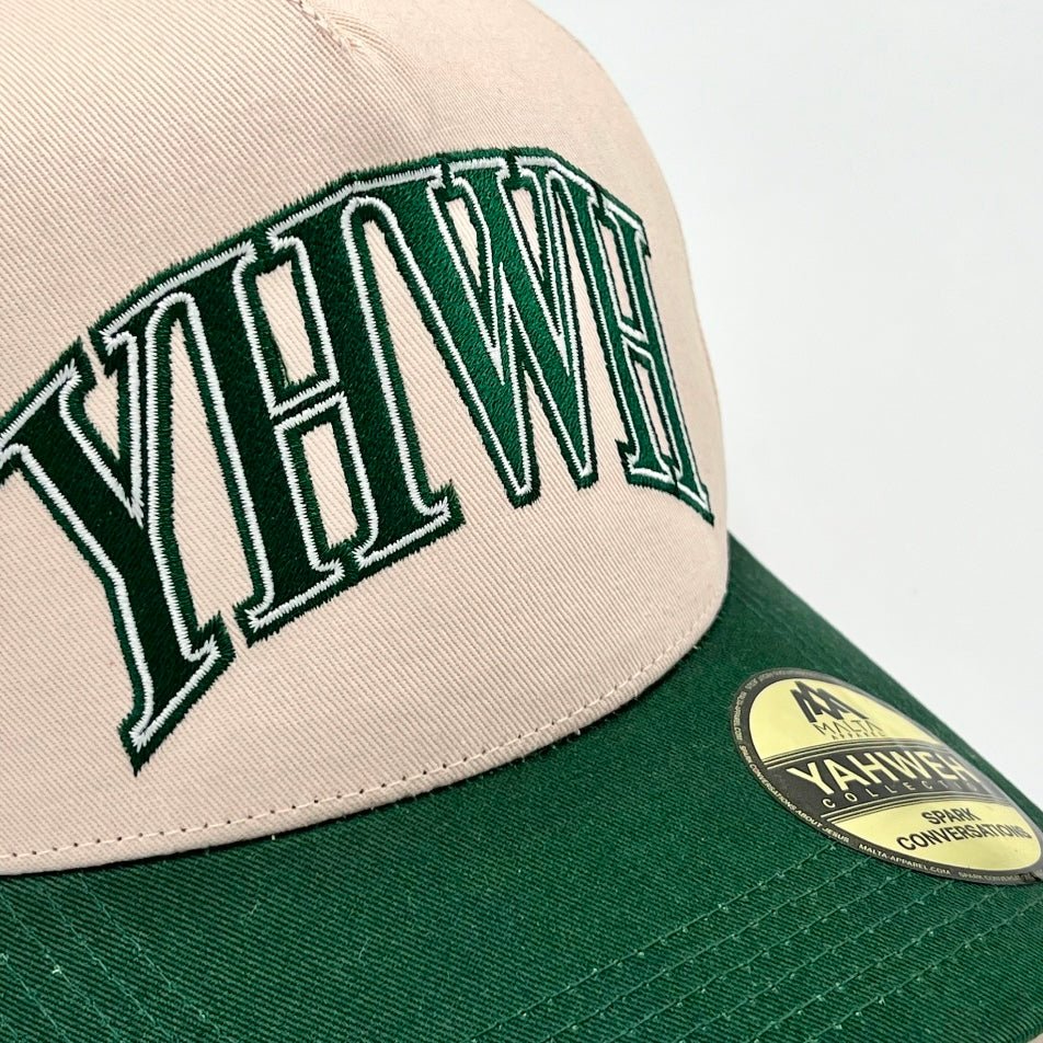 ‘YHWH’ Structured SnapBack - Cream/Billiard Green - Malta Apparel