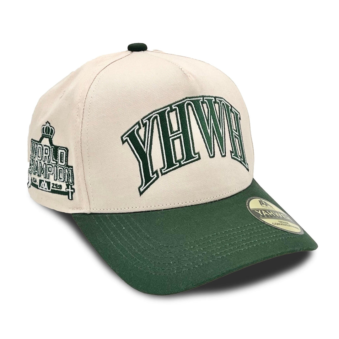 ‘YHWH’ Structured SnapBack - Cream/Billiard Green - Malta Apparel