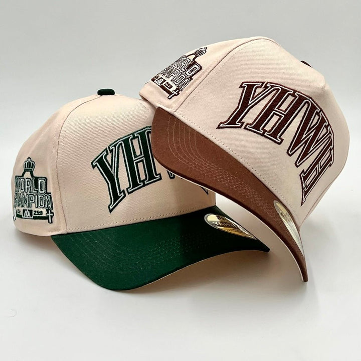 ‘YHWH’ Structured SnapBack - Cream/Billiard Green - Malta Apparel