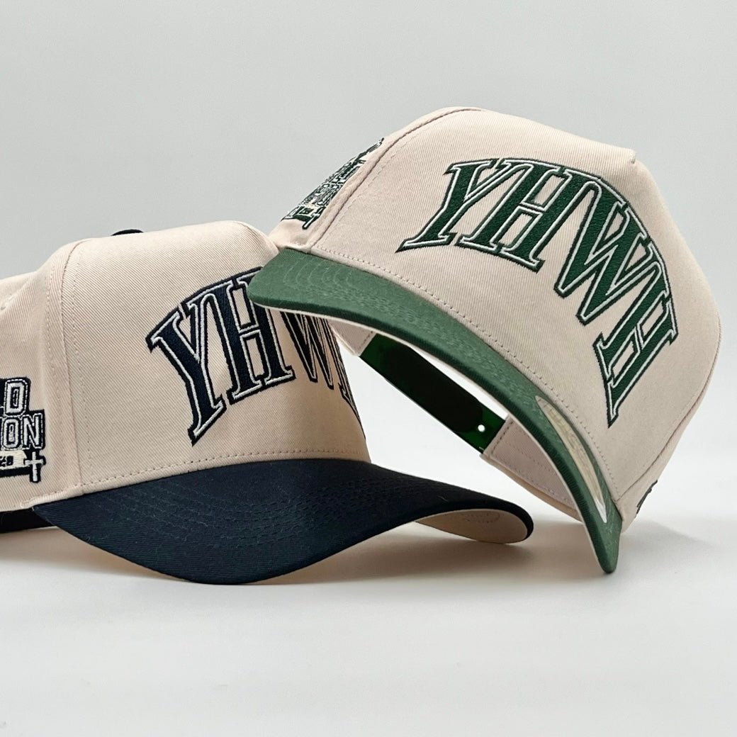 ‘YHWH’ Structured SnapBack - Cream/Billiard Green - Malta Apparel