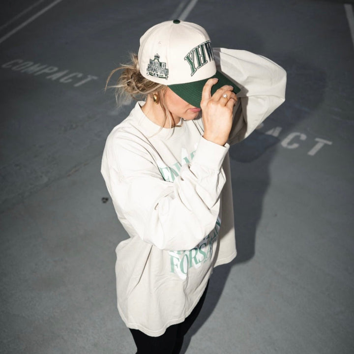 ‘YHWH’ Structured SnapBack - Cream/Billiard Green - Malta Apparel