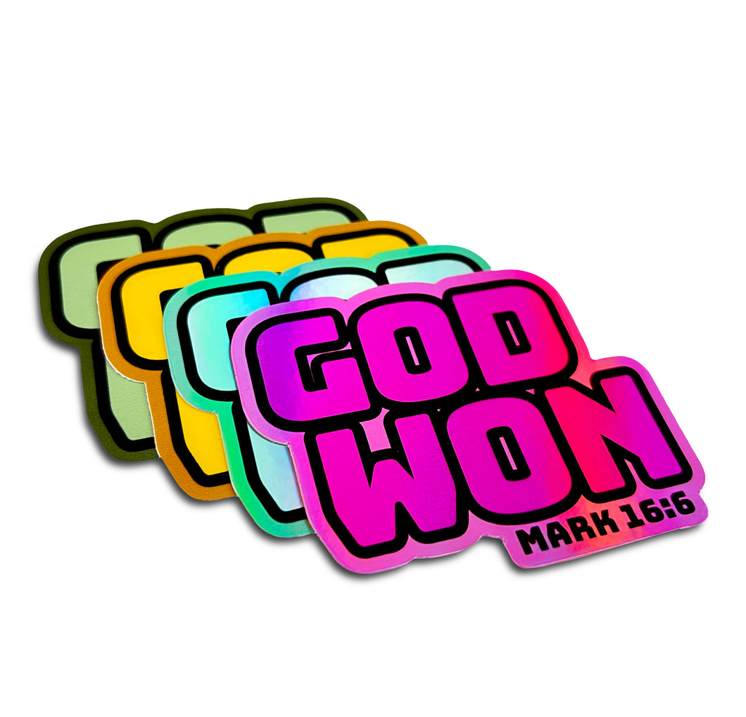 God Won Hydroflask Stickers