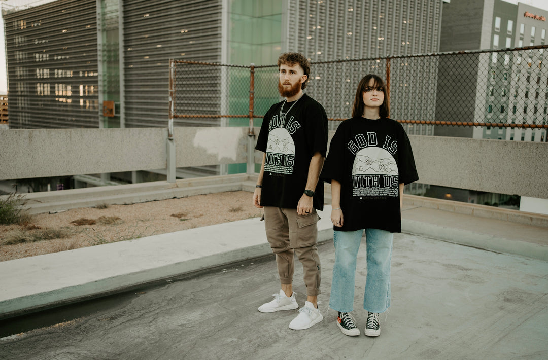 ‘God Is With Us’ Garment-Dyed Tee - Black