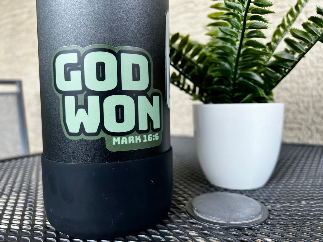 God Won Hydroflask Stickers