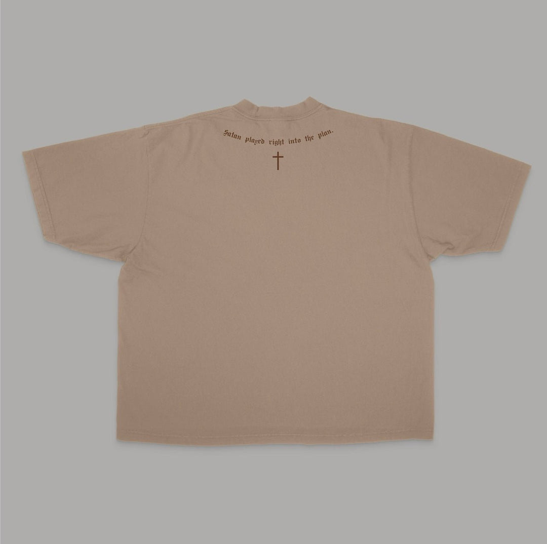 ‘The Cross Was Plan A’ Drop Shoulder - Oatmeal (Super Oversized) - Malta Apparel