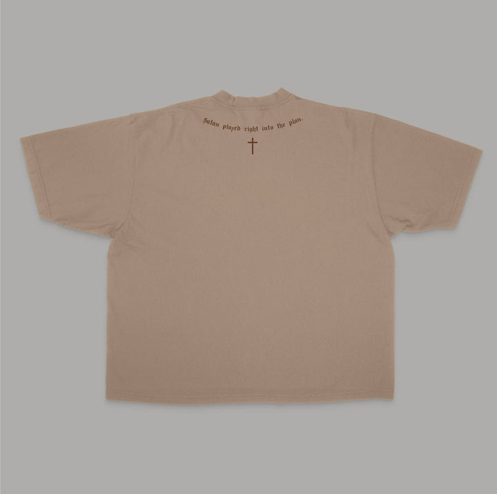 ‘The Cross Was Plan A’ Drop Shoulder - Oatmeal (Super Oversized) - Malta Apparel